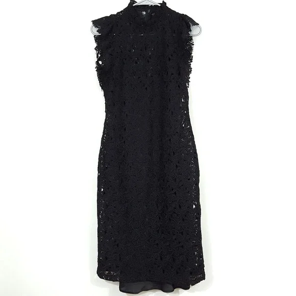 white christmas dresses Navy Bodycon Midi Dress Crochet High Neck – AX Paris main image 1